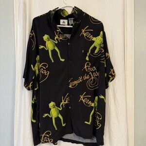 Disney Kermit the Frog Men’s XXL Button Up Shirt PBS Sesame Street The Muppets